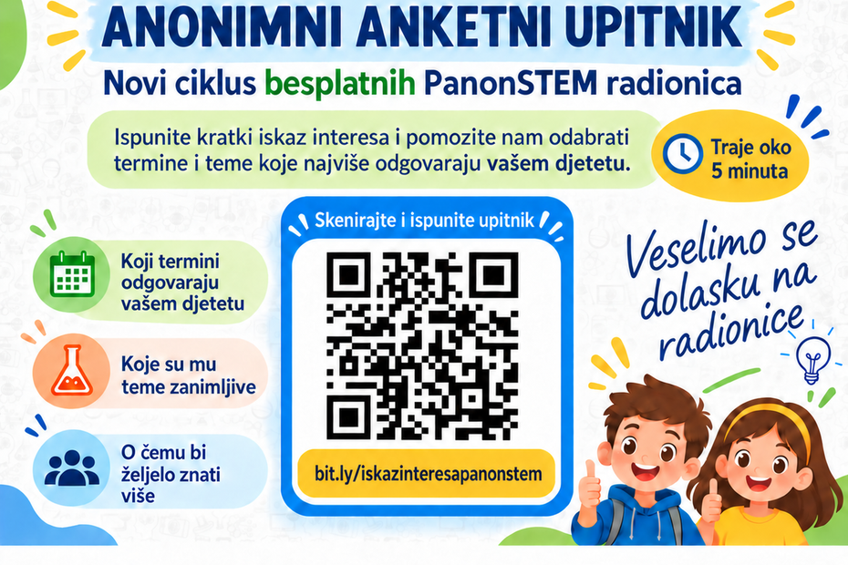 POMOZITE NAM U PLANIRANJU NOVOG CIKLUSA BESPLATNIH "PanonSTEM" RADIONICA! 26 anketni upitnik vizual