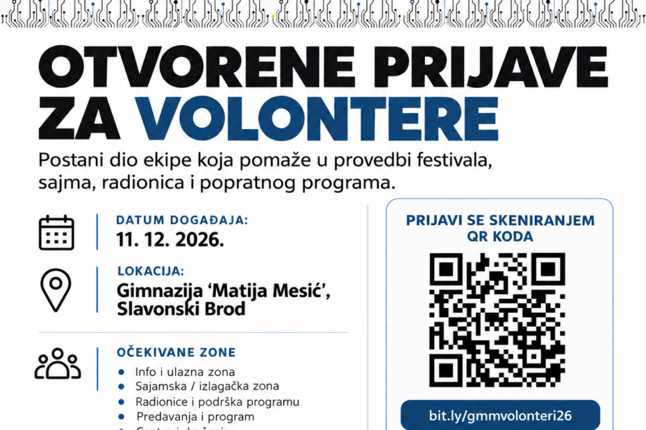 Otvorene prijave za volontere – postani dio GMM FEST(IVAL)-a 2026. 1 gmm fest volunteer call poster
